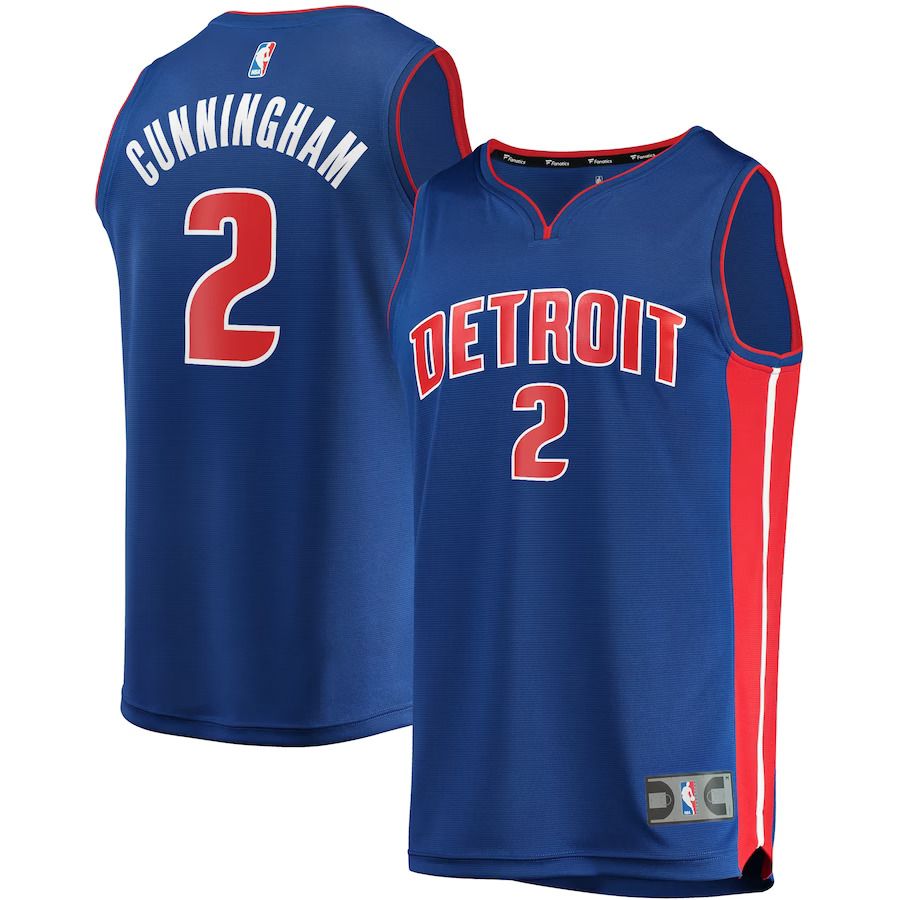 Men Detroit Pistons #2 Cade Cunningham Fanatics Branded Blue Draft First Round Pick Fast Break Replica NBA Jersey->detroit pistons->NBA Jersey